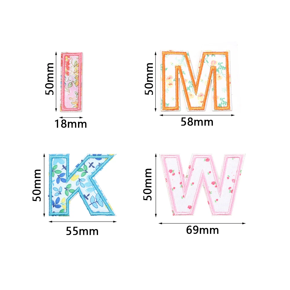 

26pcs A-Z English Letter Patches Flower Embroidered Patches Iron On Sew On Letters Appliques For Clothing Hats Bag Shoes Decor