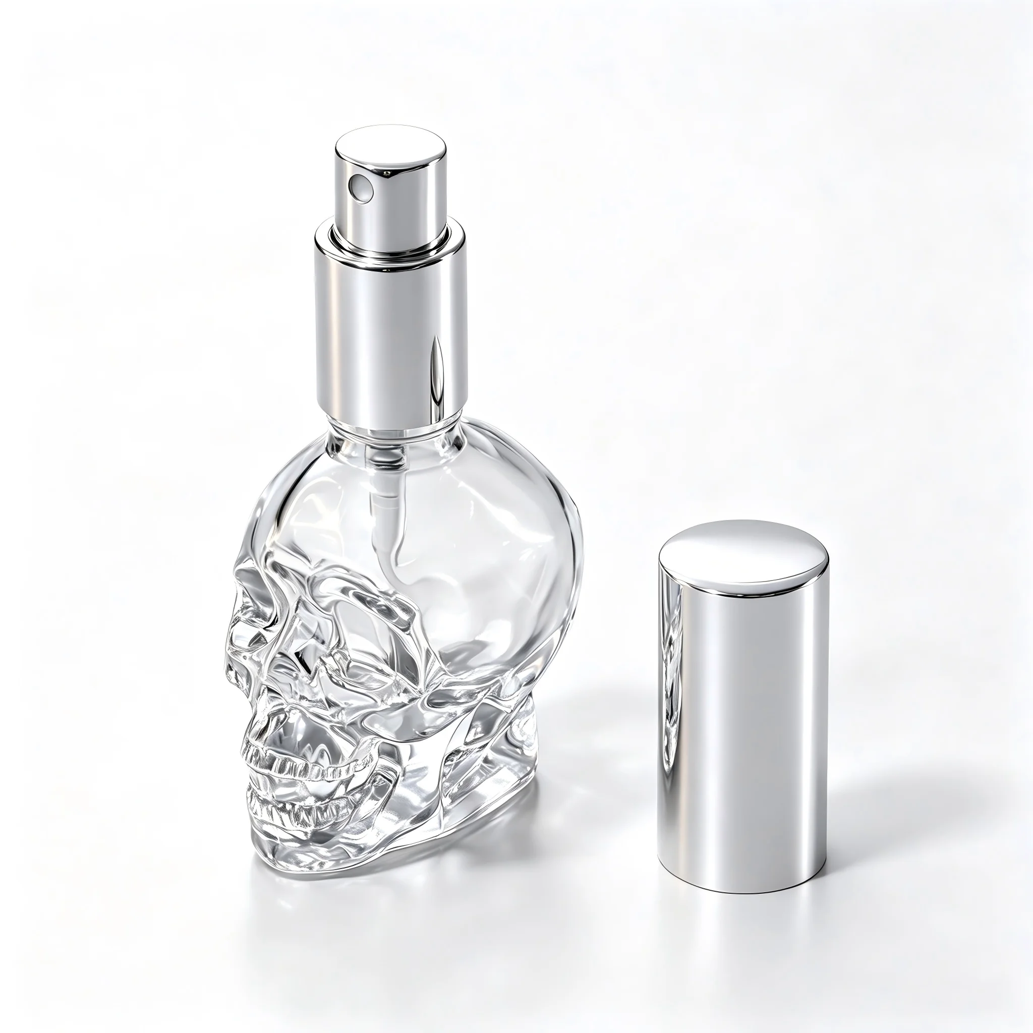30 ml 3D-Totenkopf-Form Glas-Parfümzerstäuber, nachfüllbarer Feinsprühzerstäuber, transparenter Glasbehälter, tragbarer Kosmetikbehälter für Parfüm – Detail 3