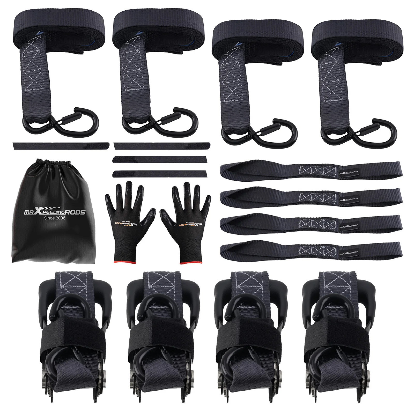 

4 Pack Ratchet Tie Down Straps 1.6in x 8ft 5208 lbs Heaty Duty for Truck Black