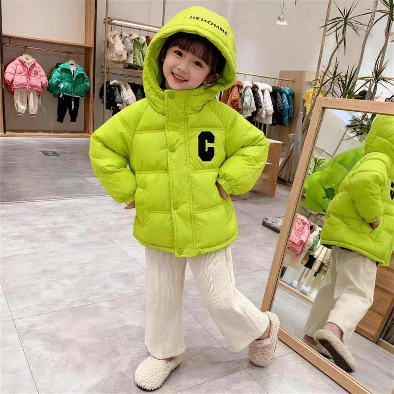 Winter Children's Down Jackets Kids Hooded Cotton Outerwear New Boys Girls Warm Thickened Coats Toddler Fashion Clothing 2-10Y 5