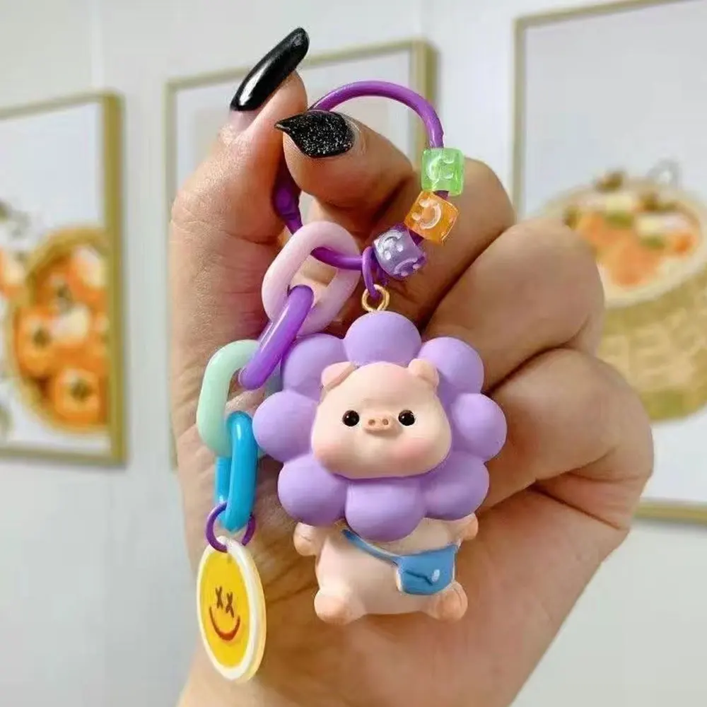 Popular Cute Sunflower Piglet Couple Keychain Creative High-Value Bag Pendant Accessory for Girls