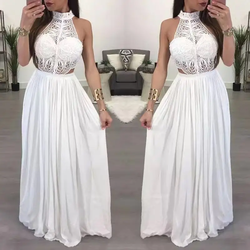 Elegant A-Line Formal Evening Dress Halter Neck Chiffon Ruffles Sleeveless Floor Length Wedding Party Prom 2025 Free Customized