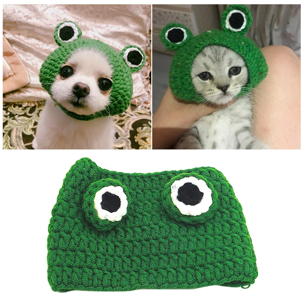 

Cute Frog Pet Hats for Cats Dogs Small Animals Knitted Hat Photo Shoot Party Accessories Doggies