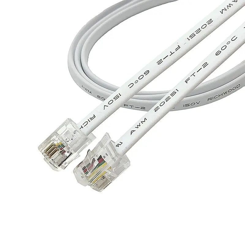 

1M 10PCS Four core flat telephone line finished extension signal cable Handset line with 4P4C crystal head finished cable