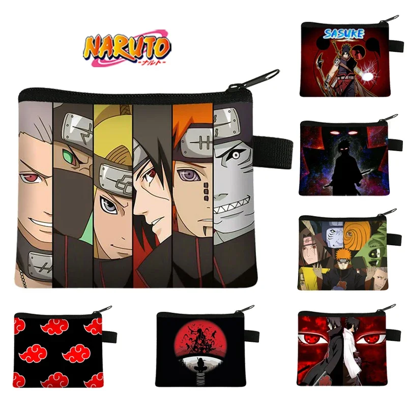 Naruto Akatsuki Coin Purses for Child Student Portable Wallets Uchiha Itachi Anime Print Zippers Purse Coin Bag 13.5x11CM Gifts