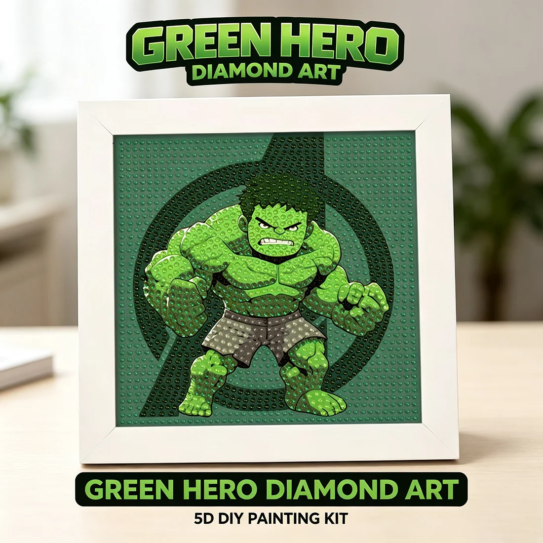 Hero 5D Full Drill Diamond Painting Kit for Boys with Frame DIY Masked Hero Desktop Ornament Tabletop Decoration Home Gift