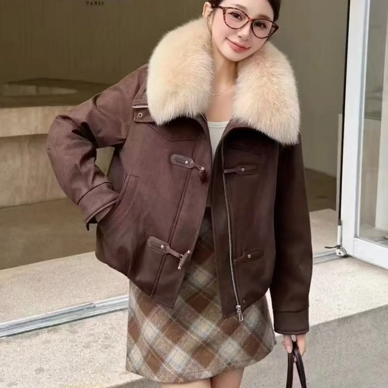 

Autumn/Winter Women's Fake Fur Jacket Loose Commuter Parker Short Jacket