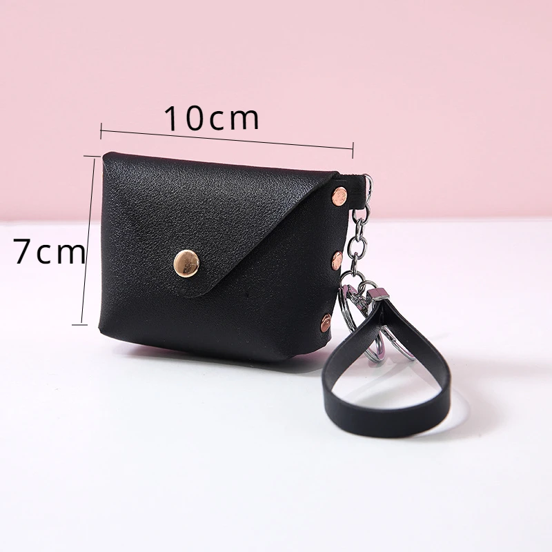 Korean Creative Ins Keychain Bag PU Leather Coin Purse Hand Strap Cute Wallet for Girls Mini Storage Bag Mini Purse Kawaii Bag