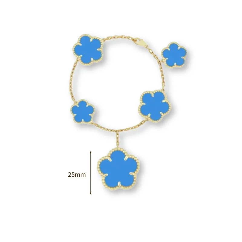 Women's Luxury Jewelry High Quality Jewelry Four Leaf Clover Necklace Four Leaf Clover Bracelet Turquoise Jewelry Set