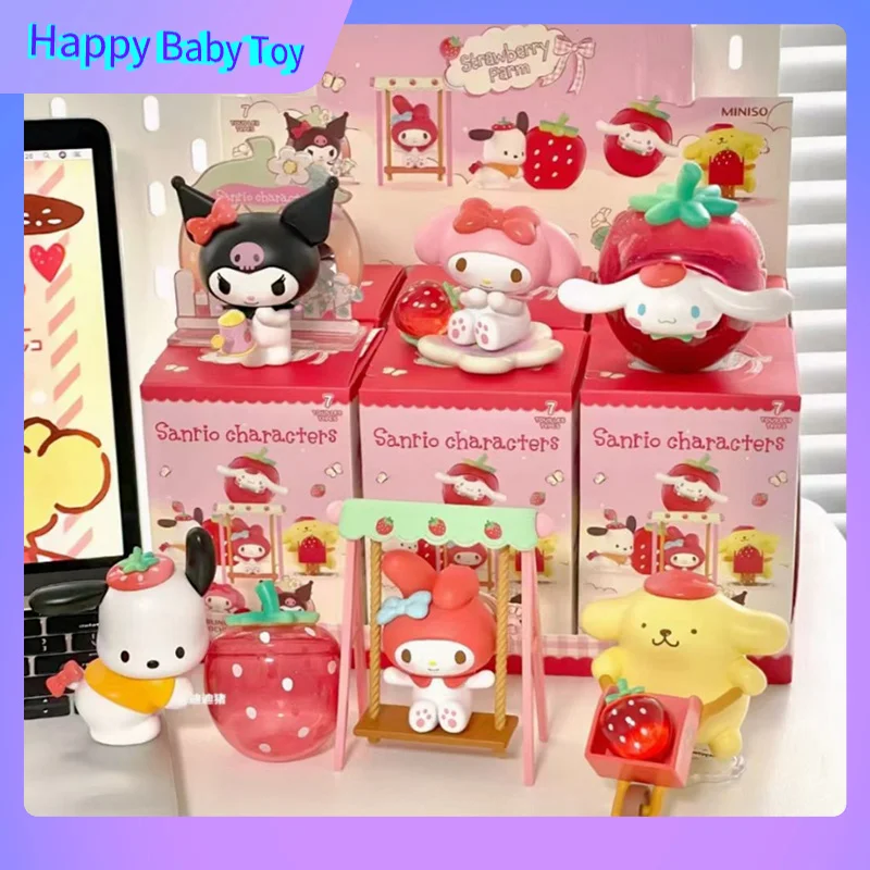 

100% натуральная слепая коробка с персонажами Sanrio, милая серия Strawberry Estate, аниме-фигурка, модель Kawaii, кукла, детские игрушки, подарок-сюрприз