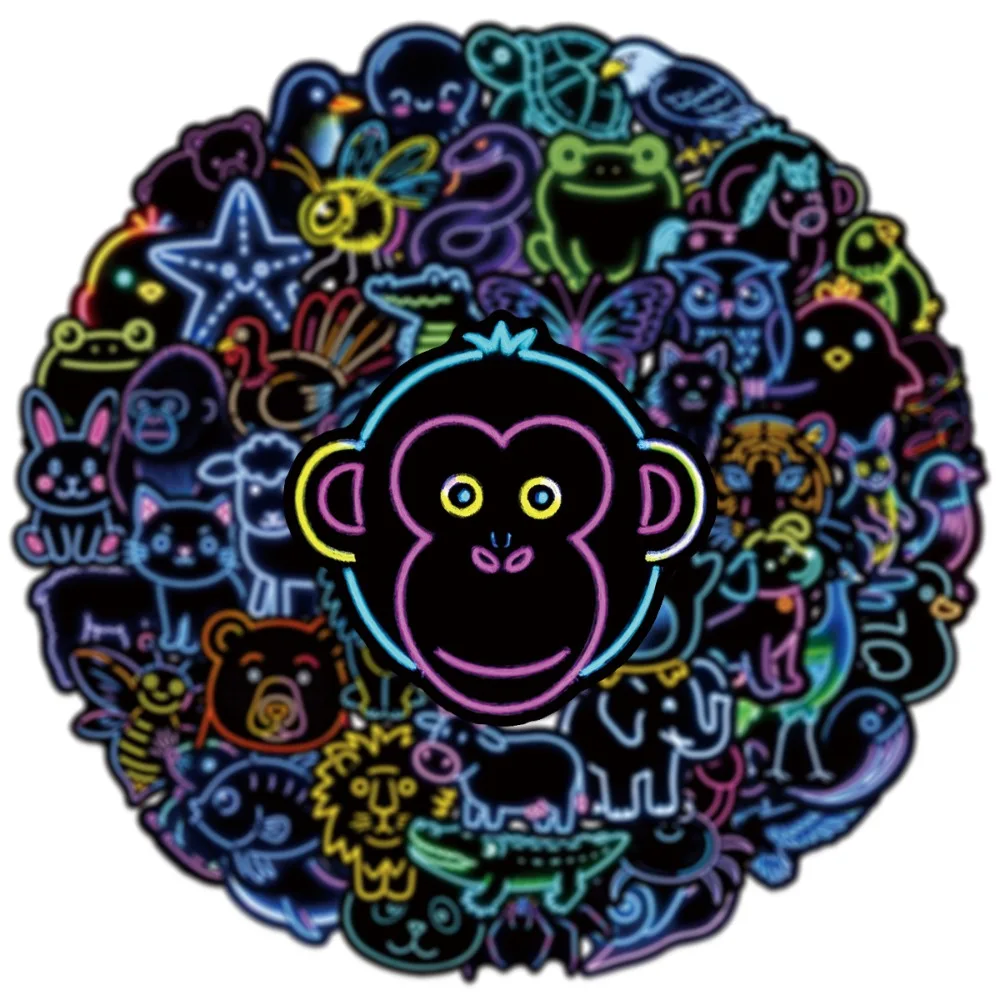 10/25/50 Stück Graffiti Neonlicht Tiere Aufkleber für DIY Dekor Briefpapier Koffer Flasche Telefon Laptop Skateboard Scrapbooking