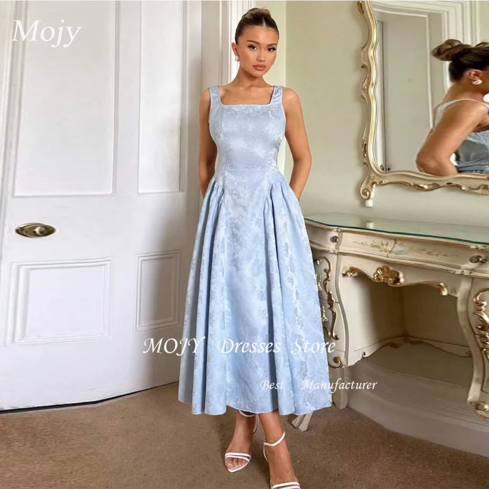 

Mojy Атласные платья по индивидуальному заказу 2025 Vestidos De Novia на тонких бретельках трапециевидной формы для коктейльных вечеринок и выпускного вечера длиной до щиколотки с открытой спиной