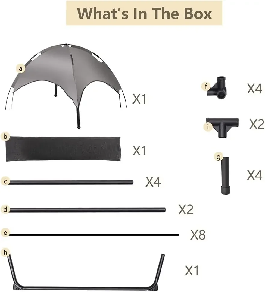 Elevated Pet Cot with Removable Sunshade for Camping, Outdoor Dog Bed with Canopy, Cooling Deluxe 600D PVC and 2x1 Tex