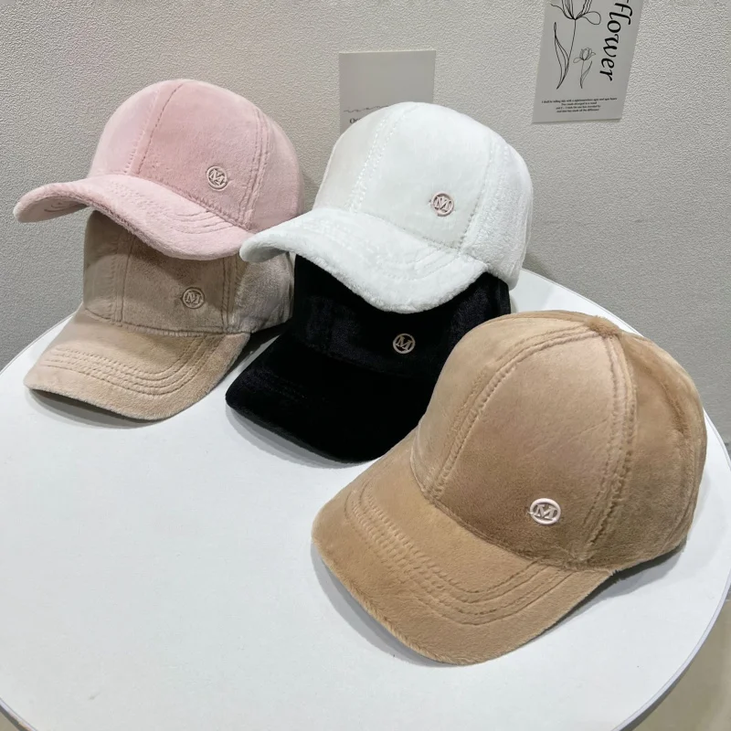 Zimowa czapka bejsbolówka z kaczym dziobem, pluszowa, gruba, ocieplana futrem króliczym i futrem norek, damska, wersja koreańska, uniwersalna czapka.