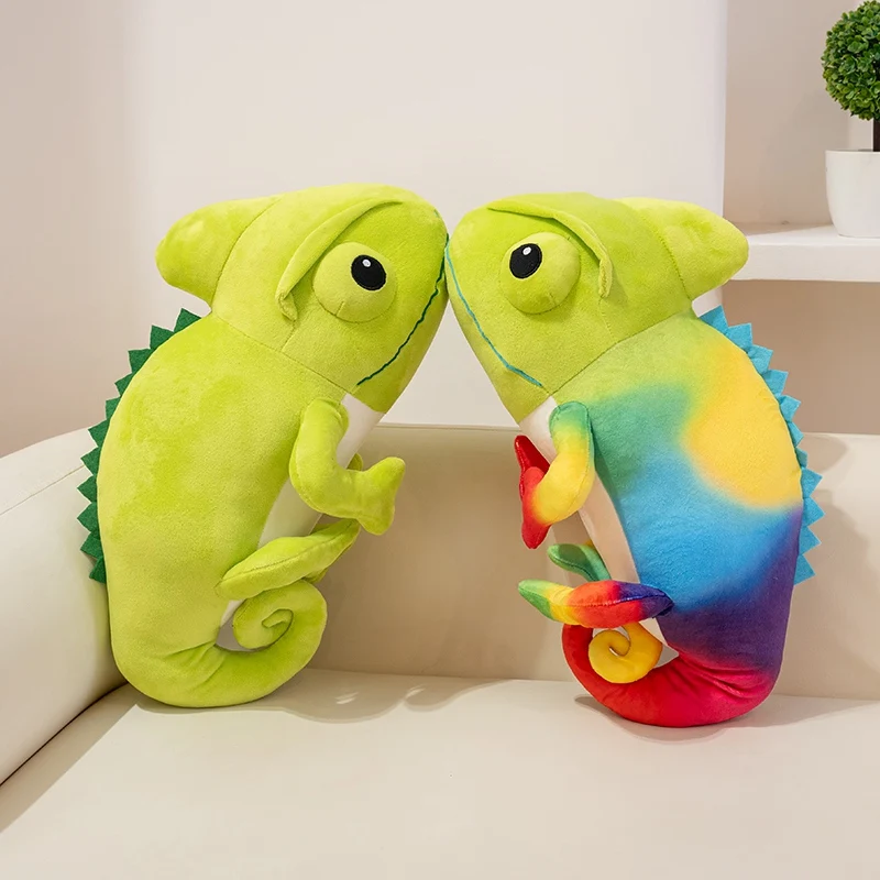 40/48cm Cartoon Real Like Lizard And Chameleon Plush Toys Colorful Curly Tail Creative Simulation Animal Dolls Gifts for Friends