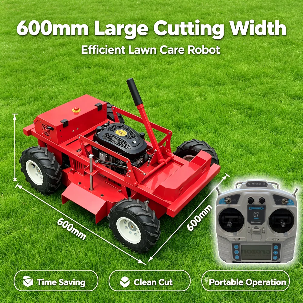 Remote Control Lawn Mower 550mm Cutting Width Wheeled Hybrid Power Zero Turn Grass Cutter Machine Heavy Duty Slopes Mower