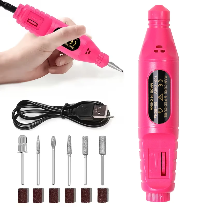 6 In 1 Nail Sander Set Electric Nail Drill Machine Grinding Equipment Milling Cutter For Manicure Pedicure Strong Polishing Tool