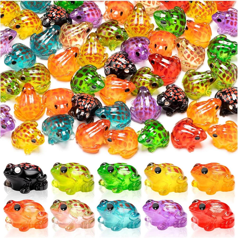 80PCS Luminous Mini Resin Frog Craft Miniature Frog Figurines, Tiny Frogs Glow in The Dark for Moss Landscape Garden Dollhouse