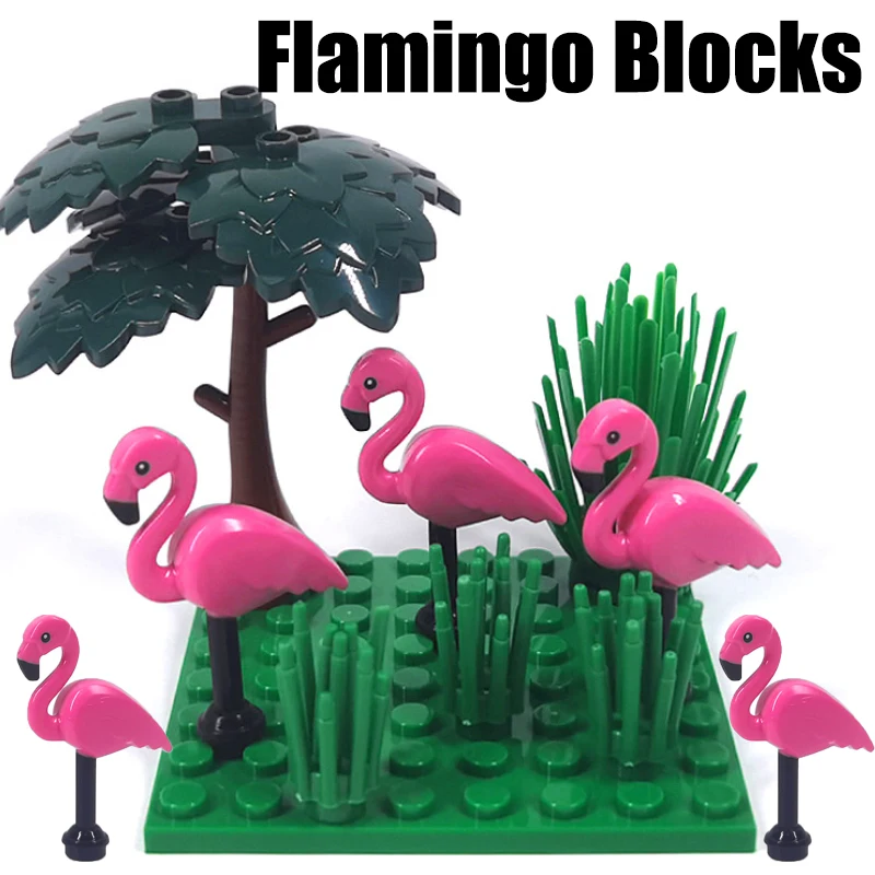 City Animal Building Blocks Street View Goat Wolf Flamingo Dog Fox Bat Cat Squirrel Accessories Bricks Halloween Christmas Gifts