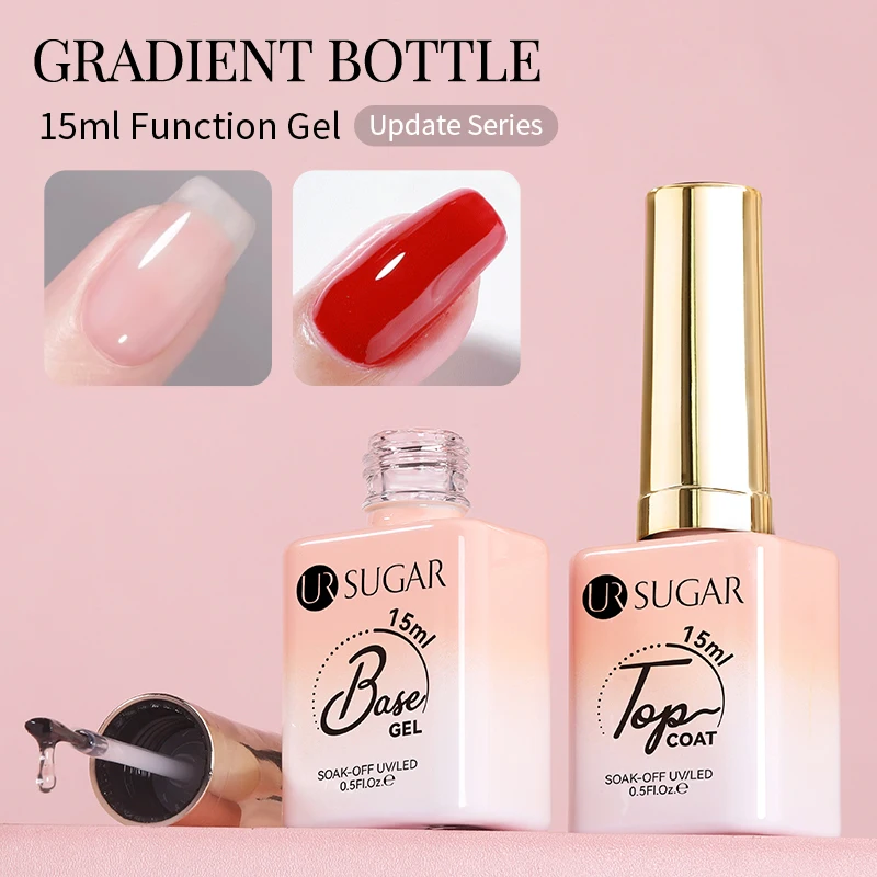 UR SUGAR 15ml Fiber Rubber Base Gel Upgrade Broken Nail Repaired Fiberglass Clear Quick Building UV Construction Gel Soak Off images - 6