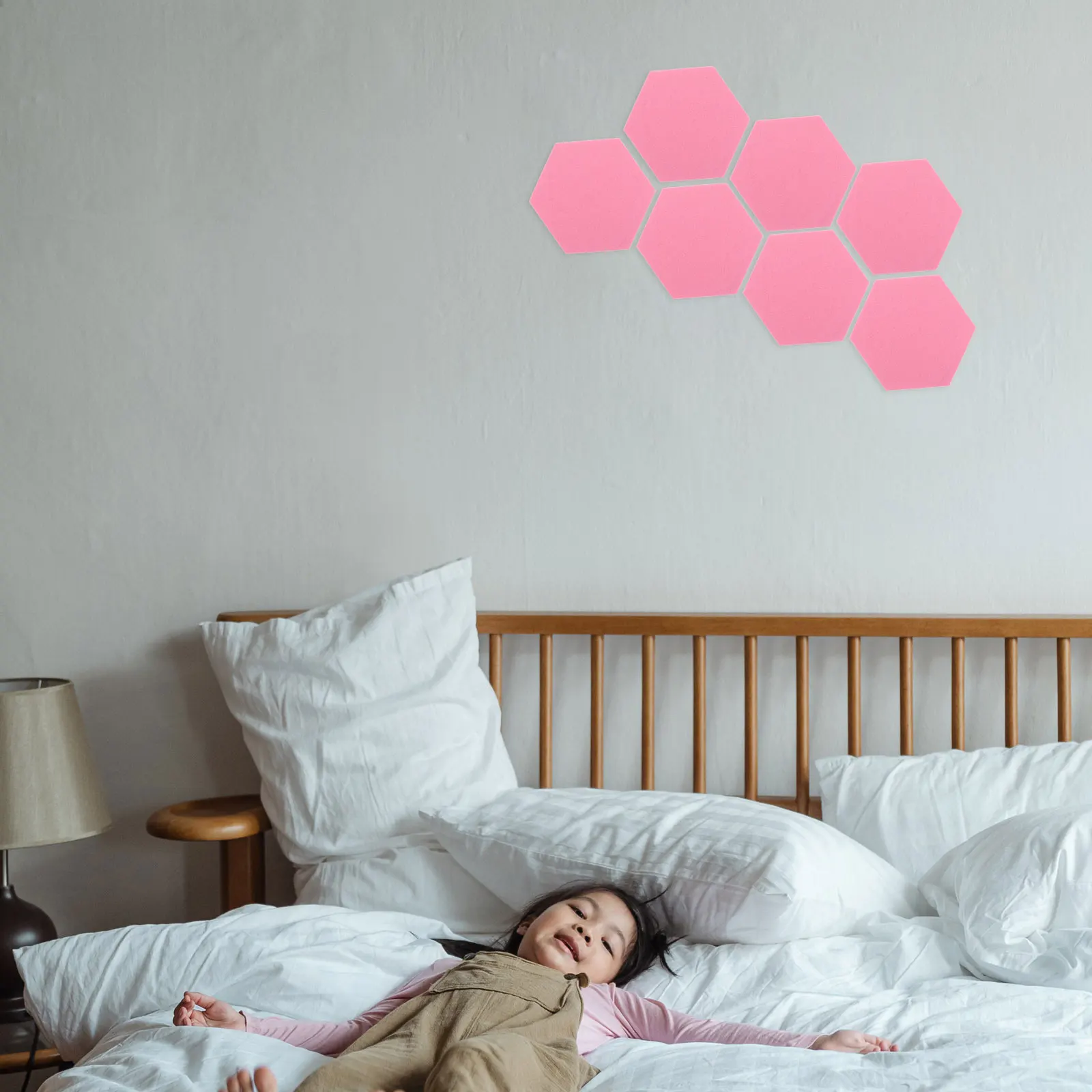 

12 pcs Felt Hexagon Wall Board Yellow Color Soundproof Decoration for Bedroom Living Room Office Easy Installation