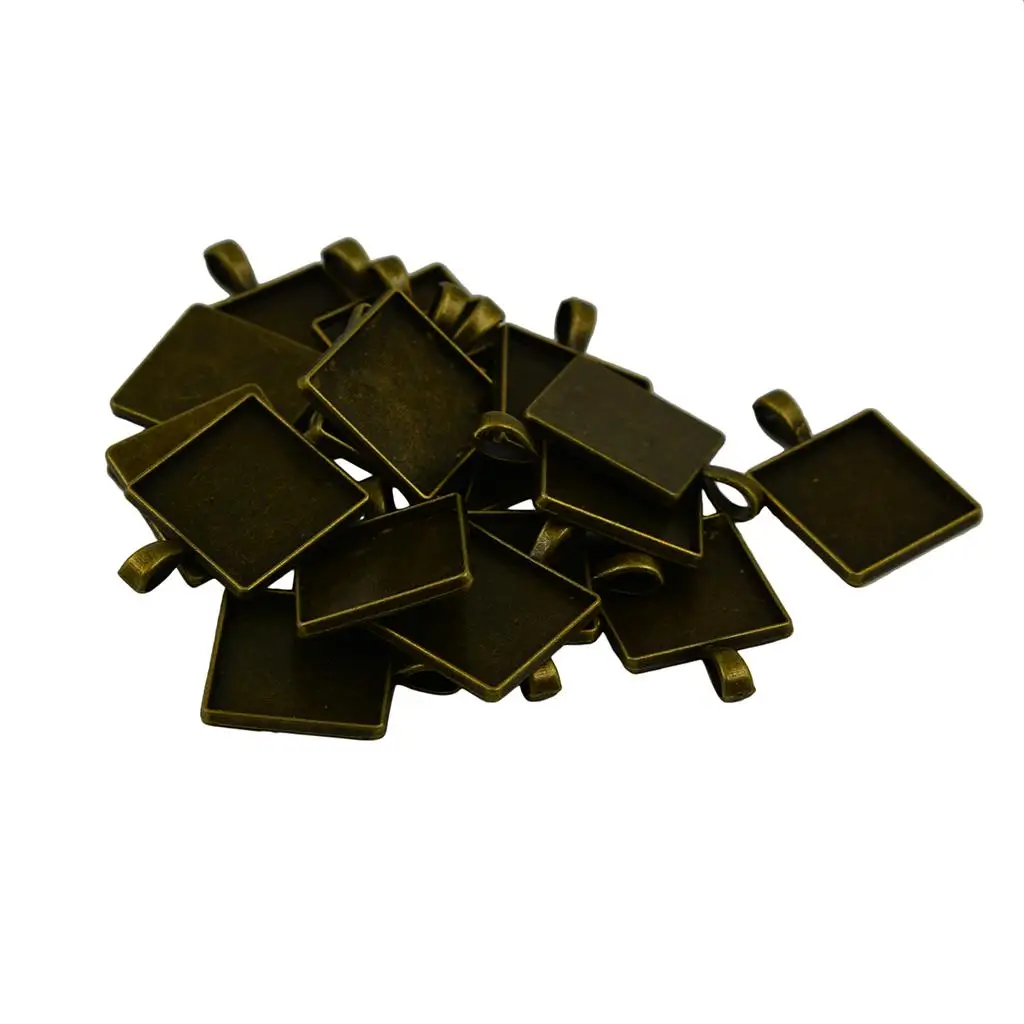 Square Blank Bezel Pendant Alloy Tray for Resin Stone Necklace Making Charms Jewelry Designer Luxury Brand Style