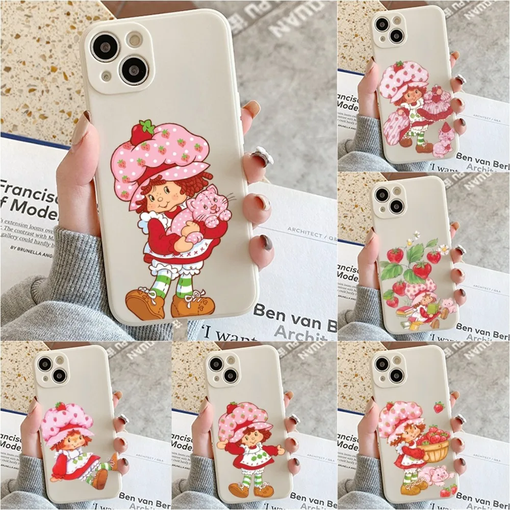 S-Strawberry S-Shortcake Girl Phone Case For Iphone 11 13 14 Pro Max X Xr Xs Max Se2020 12mini White Cover Case