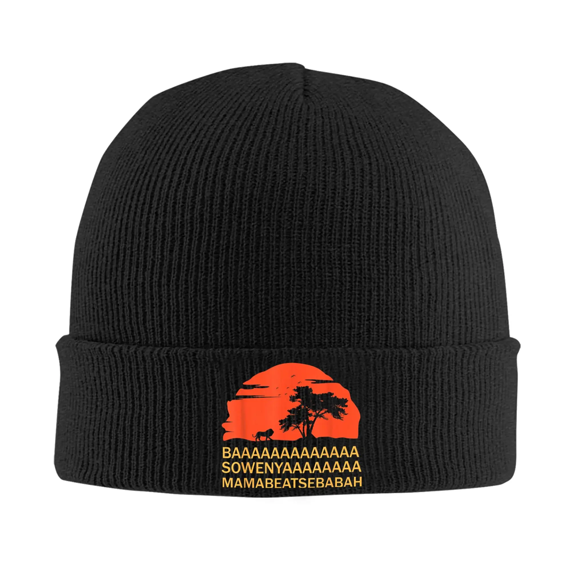 BAAA SOWENYAAA African King Lion Beanie Hats  Knitted Hat Unisex Adult Street Y2K Warm Caps Winter Kpop Graphic Bonnet Hats