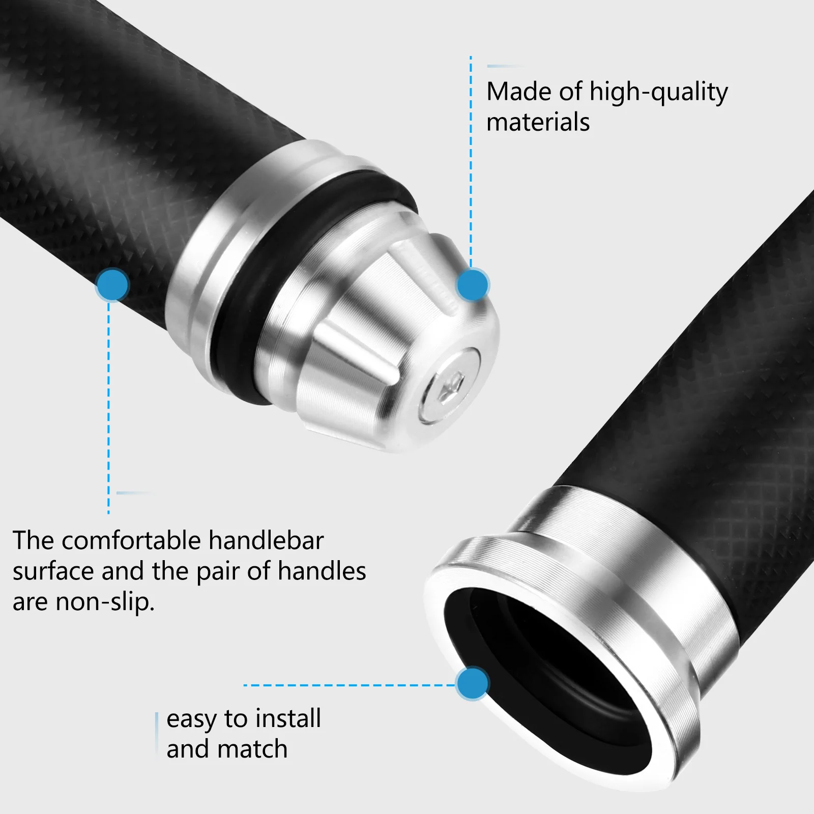 

Aluminum Alloy Motorcycle H Grips 22mm Silver Durable Non Slip for Motorbike Accessories Replacement