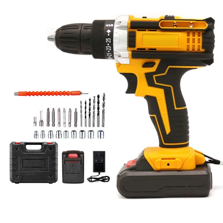 24 pcs Accessories Bit cordless electric drill power tool set 21V Lithium Battery Cordless Power Drill