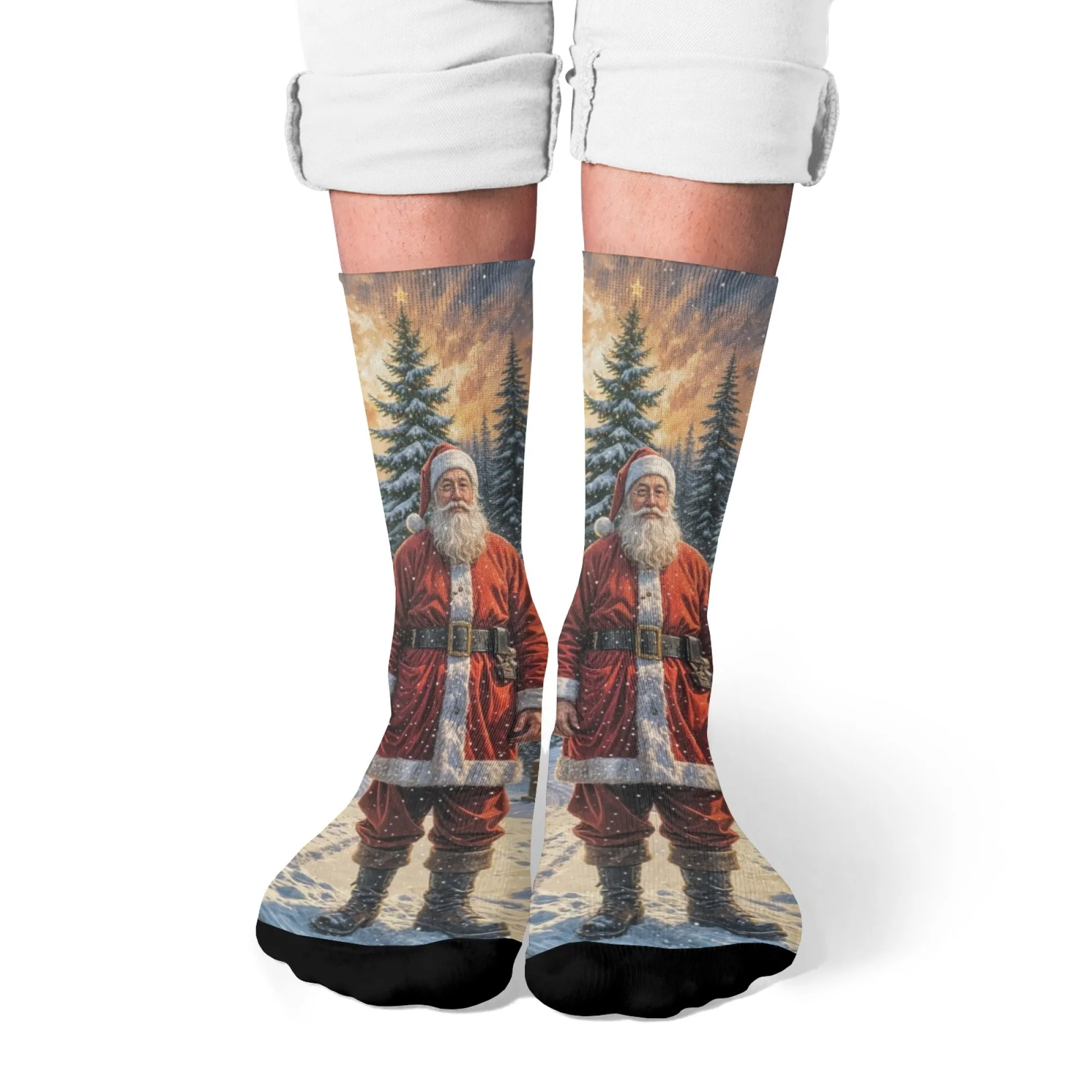 Weihnachtsmann Retro Mode Herrensocken Bequeme warme Outdoor Casual Sportsocken Neuheit Lustige fröhliche Socken Weihnachtsgeschenk