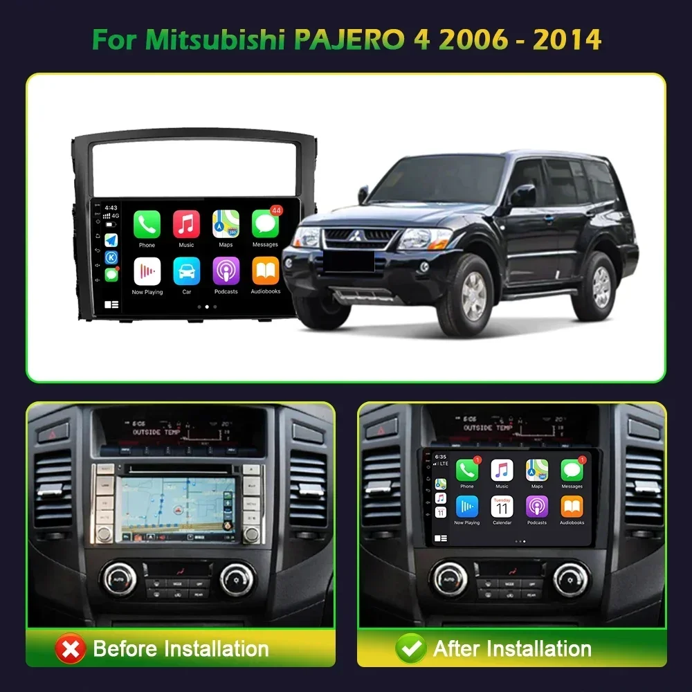 For Mitsubishi Pajero 4 2006-2014  Android 13 Car Radio Multimedia Video Player GPS 4G WIFI Carplay Head Unit Stereo screen