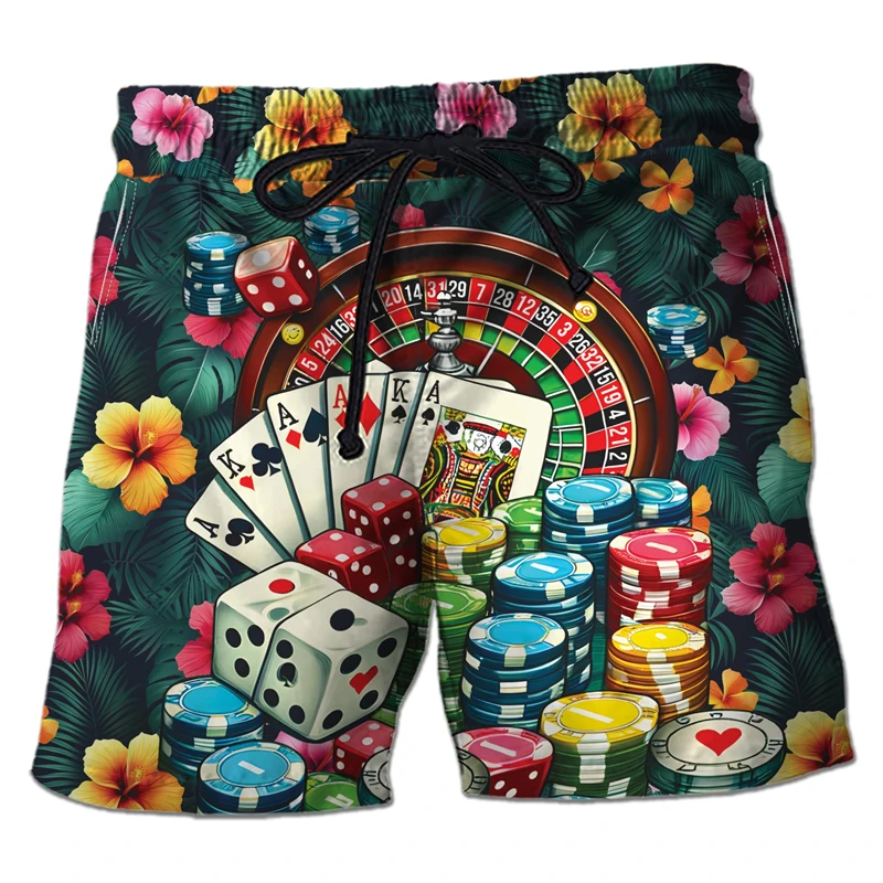 Casino Club pantaloncini da bagno stampati in 3D moda Poker pantaloni corti per uomo vestiti che giocano a Poker pantaloncini da spiaggia carte