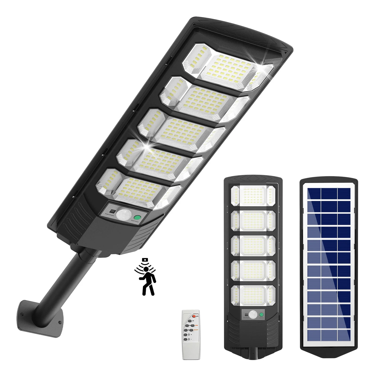 

US Market Sensor Security Flood Light 400W Equivalent Solar Street Lights Outdoor, 240 LED Motion Sensor Security Flood Light with Remote Control, 5000mAh Dusk to Dawn Lamp for Barn Shed Yard
