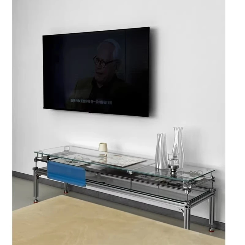 

Aluminum Glass Optical Axis Cabinet Stainless Steel Optical Axis Shelf Floor to Floor Multi-layer Storage Rack
