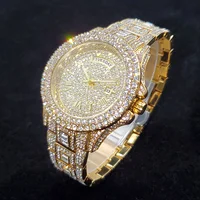 Luxury Diamond Watch for Men Fashion Bling Iced Out Day Date Watches Hip Hop Golden Stainless Steel Quartz Man Clock Hot Sale - Image 2