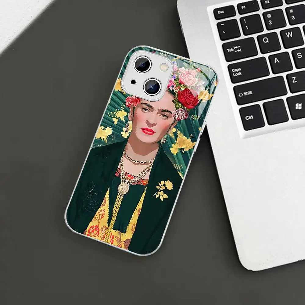 패션 프리다 카홀스 폰 케이스 강화유리 아이폰 14 13 12 11 프로 미니 XS 맥스 14플러스 X XS XR 커버