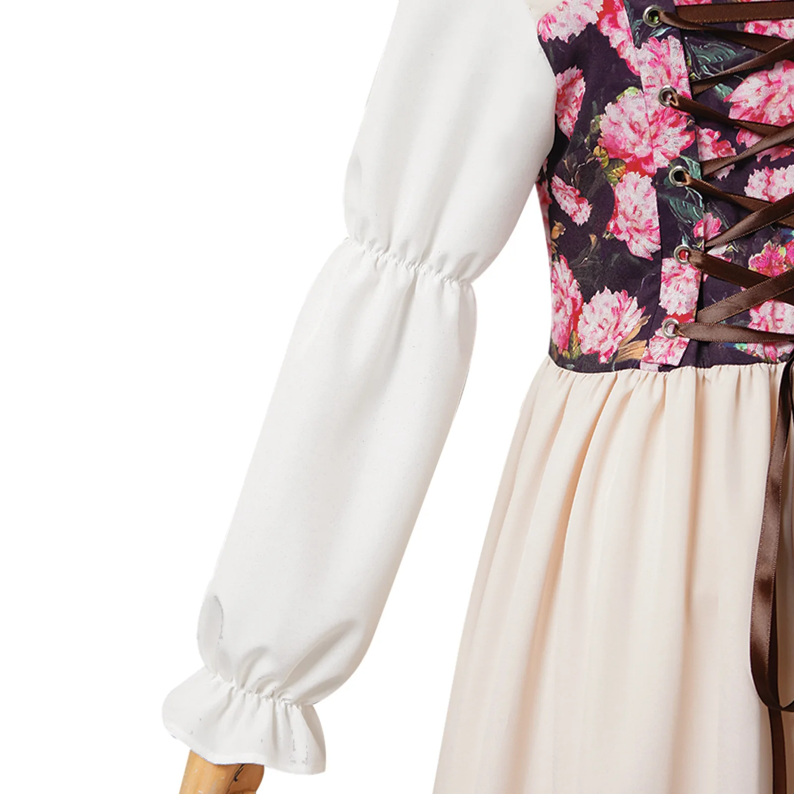 Women's Renaissance Irish Dresses Medieval Victoria Peasant Dress Pirate Costume Wench Retro Gown Smocked Waist Maxi Long Dress