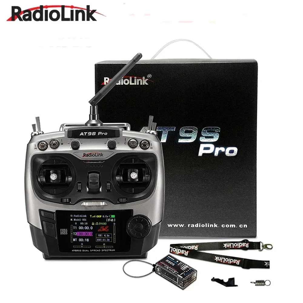 Transmisor RC Radiolink AT9S Pro 2.4G 10/12CH |   Receptor R9DS incluido – Ideal para drones de carreras y cuadricópteros FPV
