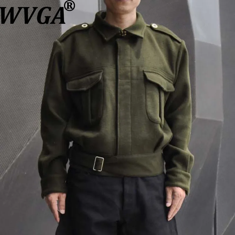 

WVGA весна осень новые мужские шерстяные куртки Tide High Street с отложным воротником нишевые шикарные повседневные шерстяные пальто с длинными рукавами Ins W12738