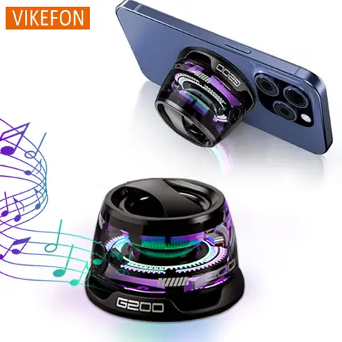 VIKEFON 휴대용 블루투스 스피커 VIKEFON G200 RGB 조명 마그네틱 스피커 BT5.3 미니 사운드 박스 7 시간 재생 전화 홀더