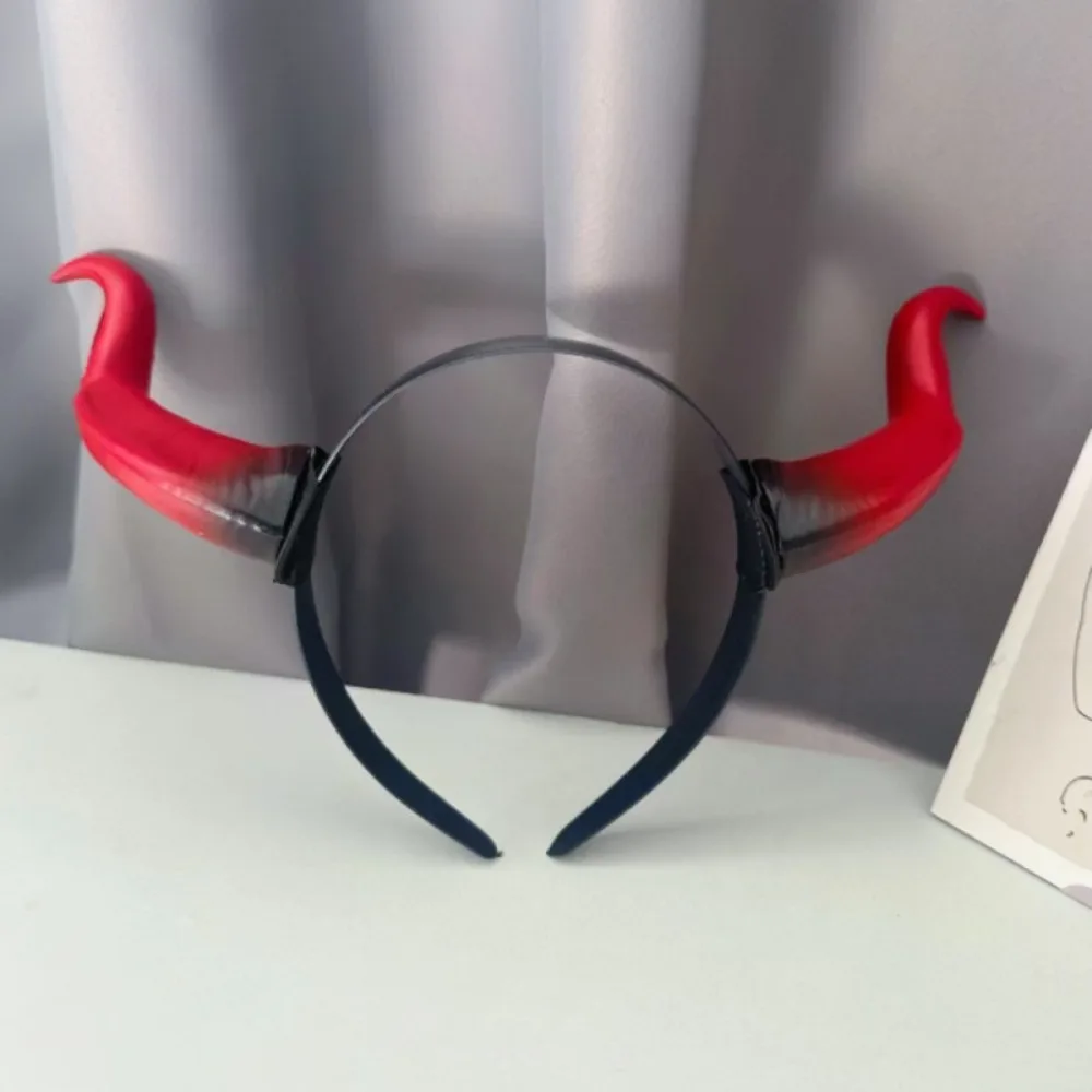 Gothic Style Black Queen Devil Horn Headpiece Adjustable Plastic Black Witch Head-wear Detachable Red Demon Horn Headband Adults