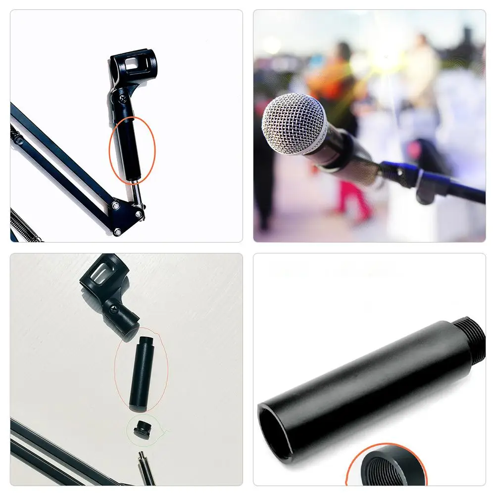 1 set Microphone Stand Set Extension Rods Aluminum Desk Arm Tube Accessories Mic Boom Stand Extenders For Live Streaming