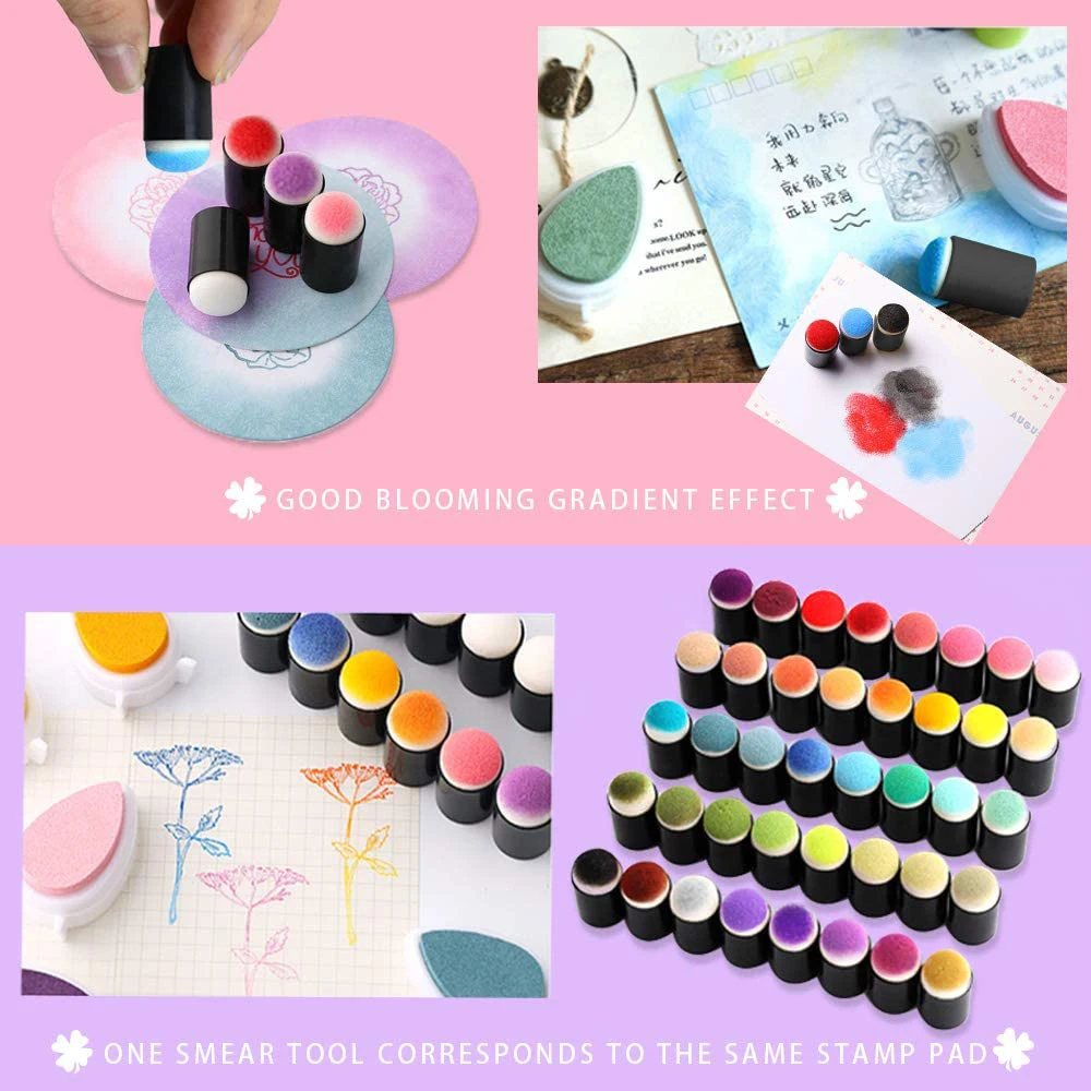 40Pcs/Set Child Finger Sponge Daubers Paint Ink Pads Stamping Brush Handmade DIY Craft Scrapbooking Painting Making Drawing Kit