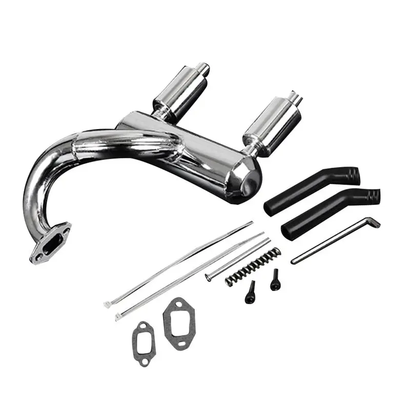 FBIL-RC Car Double Mute Pipe Exhaust Pipe For 1/5 Losi 5Ive T Rovan LT 29CC 30.5CC 32CC 36CC 45CC Engine Rc Car Update Replaceme