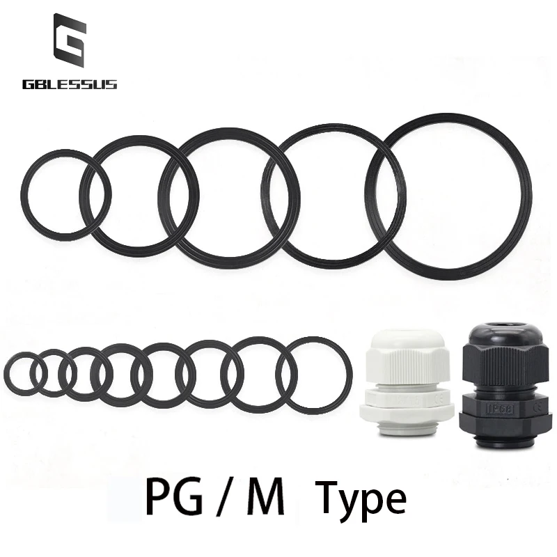 10PCS PG/M Type Cable Waterproof Joint Sealing Ring Gland Head  Rubber Black Gasket Pad Accessories PG7 PG9 PG11 PG19 M30