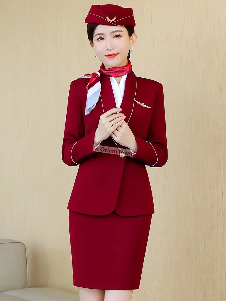 Airport Hotel Front Desk Work Clothes Beautician High-Speed Rail Occupation Clothing China Southern Airlines Stewardess Uniform