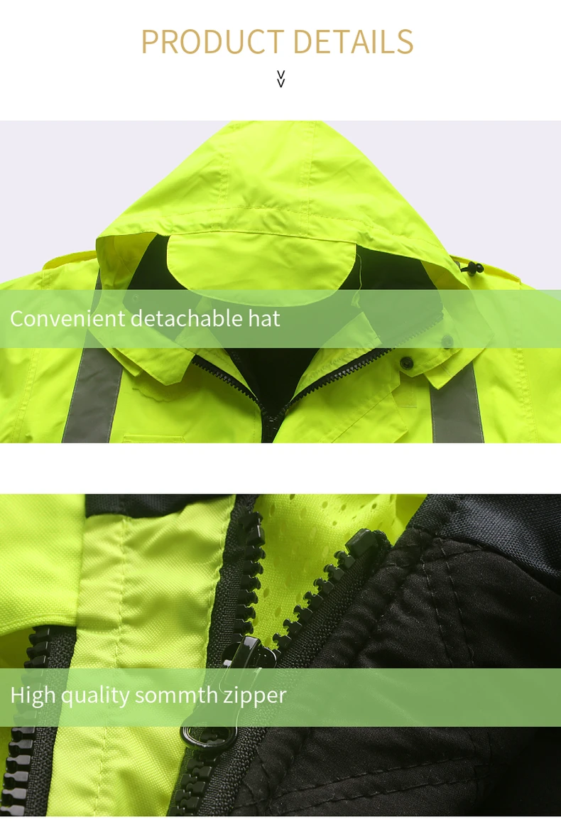 Safety Jacket Reflective Waterproof Windproof Coldproof Hi Vis 7 in 1 Parka Windbreaker Workwear with Detachable Cotton Linner