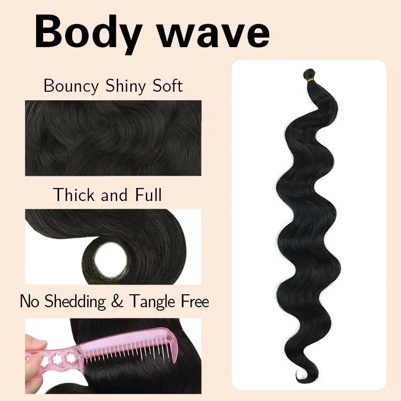 28Inch Synthetic Body Wave Crochet Hair Weaving Soft Natural Braid Hair Extensions Body Ocean Wave Twist Crochet Braids Hair