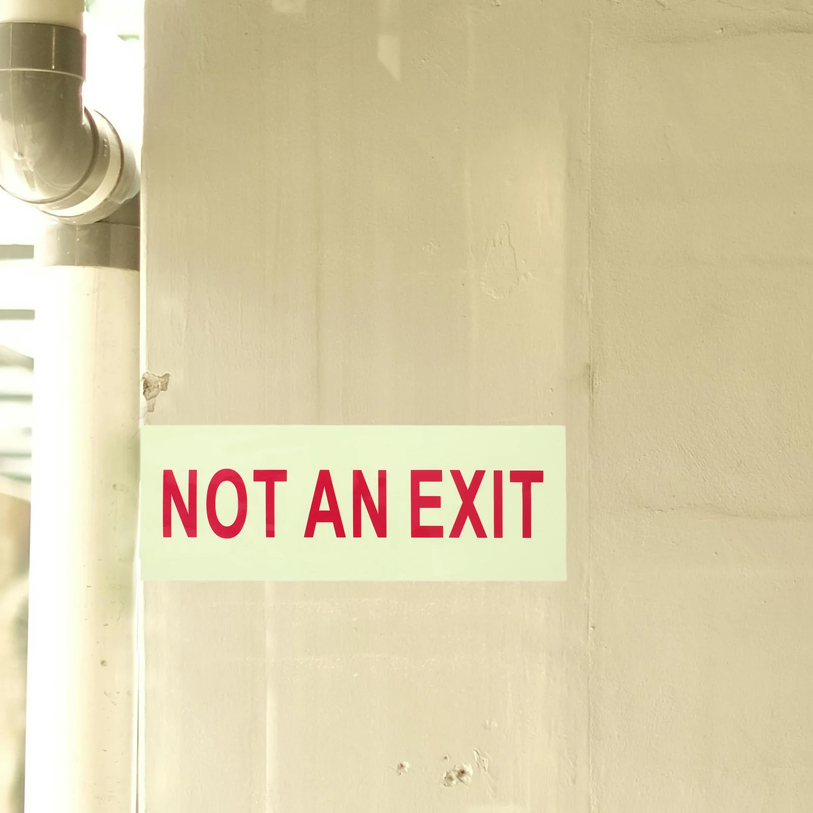 

2pcs Glow In Dark Not An Exit Sign Plastic Self Adhesive Safety Sticker For Mall Factory Public Area Door Wall Folder Label